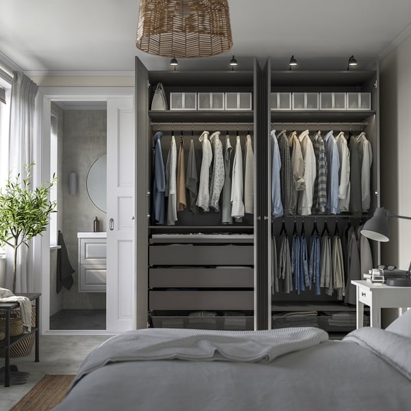 PAX / GULLABERG wardrobe combination, dark grey/grey, 200x60x236 cm
