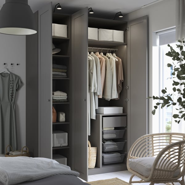 PAX / GULLABERG wardrobe combination, dark grey/grey, 150x60x236 cm