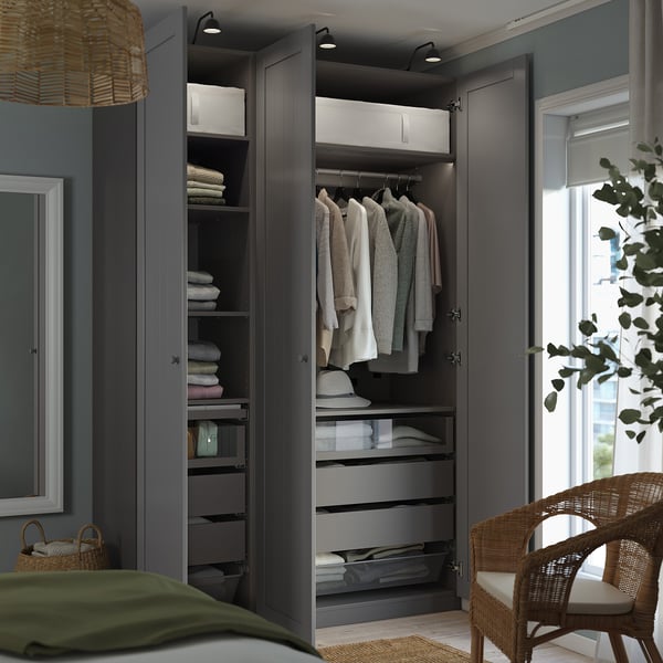 PAX / GULLABERG wardrobe combination, dark grey/grey, 150x60x236 cm