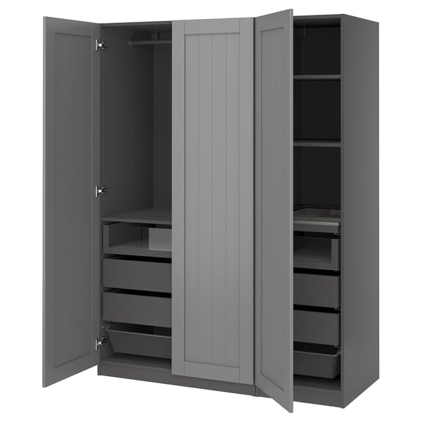 PAX / GULLABERG wardrobe combination, dark grey/grey, 150x60x201 cm