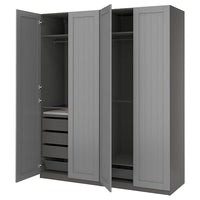 PAX / GULLABERG wardrobe combination, dark grey/grey, 200x60x236 cm