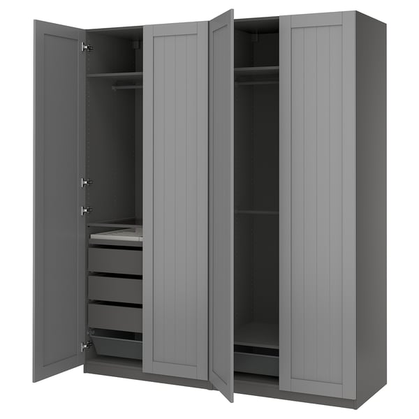 PAX / GULLABERG wardrobe combination, dark grey/grey, 200x60x236 cm