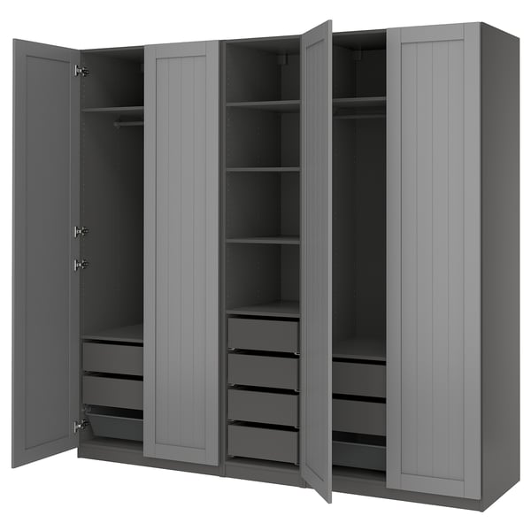 PAX / GULLABERG wardrobe combination, dark grey/grey, 250x60x236 cm