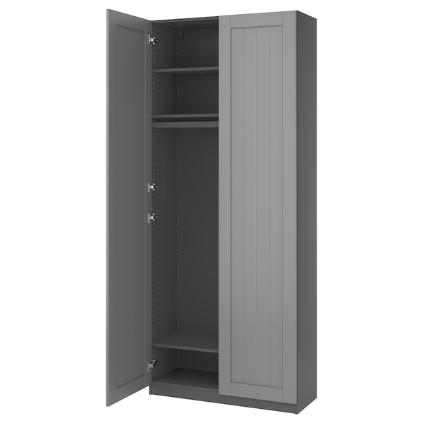 PAX / GULLABERG wardrobe combination, dark grey/grey, 100.0x236.4x37.7 cm
