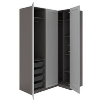 PAX / GULLABERG corner wardrobe, dark grey/grey, 161/111x236 cm