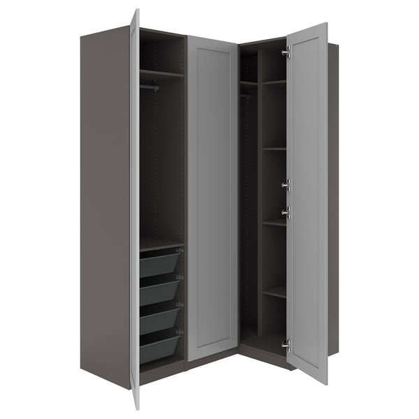 PAX / GULLABERG corner wardrobe, dark grey/grey, 161/111x236 cm