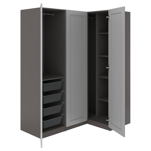 PAX / GULLABERG corner wardrobe, dark grey/grey, 161/111x201 cm