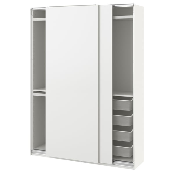 PAX / HASVIK wardrobe combination, white/white, 150x43x201 cm