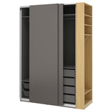 PAX / HASVIK wardrobe combination, dark grey dark grey/oak effect, 170x66x236 cm
