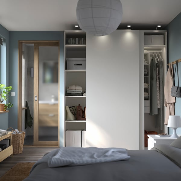 PAX / HASVIK wardrobe, white/white, 200x66x236 cm