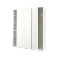 PAX / HASVIK wardrobe, white/high-gloss white, 200x66x236 cm