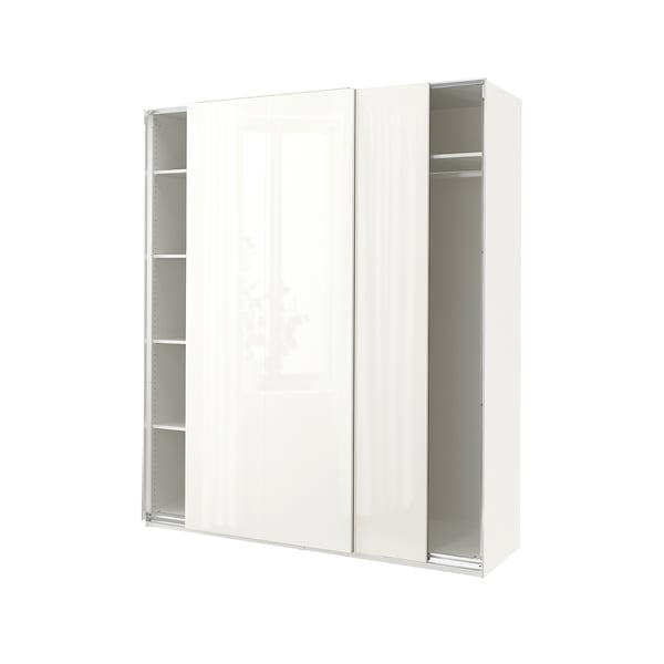 PAX / HASVIK wardrobe, white/high-gloss white, 200x66x236 cm