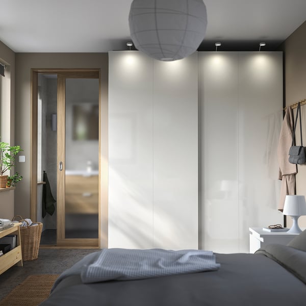 PAX / HASVIK wardrobe, white/high-gloss white, 200x66x236 cm