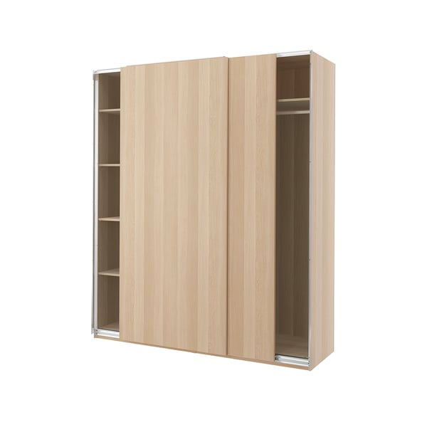 PAX / HASVIK wardrobe, white stained oak effect/white stained oak effect, 200x66x236 cm