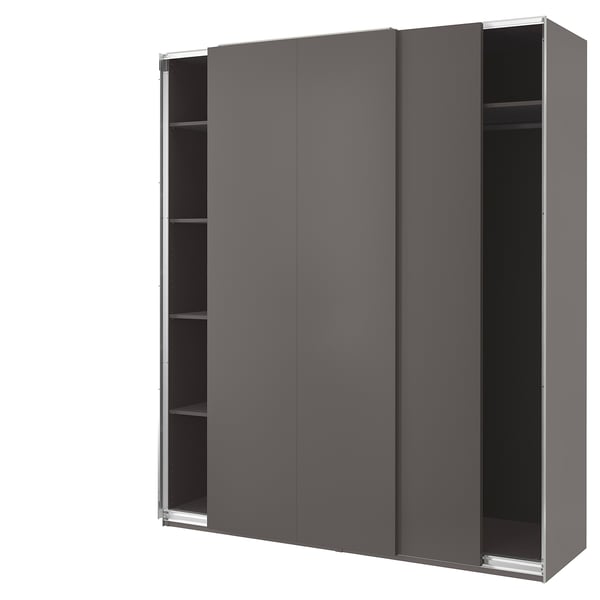 PAX / HASVIK wardrobe, dark grey/dark grey, 200x66x236 cm