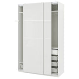PAX / HOKKSUND wardrobe combination, white/high-gloss light grey, 150x66x236 cm
