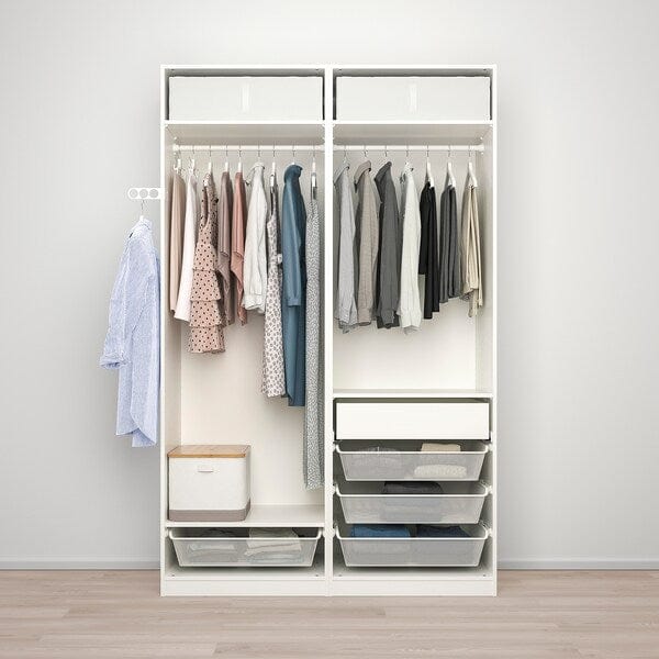 Ikea PAX / HOKKSUND - Wardrobe combination, white/light grey gloss,150x66x236 cm