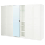 PAX / KAMMARTORP/TYSSEDAL wardrobe combination, white mirror glass/grey white, 285x60x201 cm