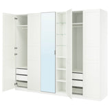 PAX / KAMMARTORP/TYSSEDAL wardrobe combination, white mirror glass/grey white, 285x60x236 cm