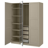 PAX / KAMMARTORP/TYSSEDAL wardrobe combination, grey-beige/grey-beige mirror glass, 150x60x201 cm