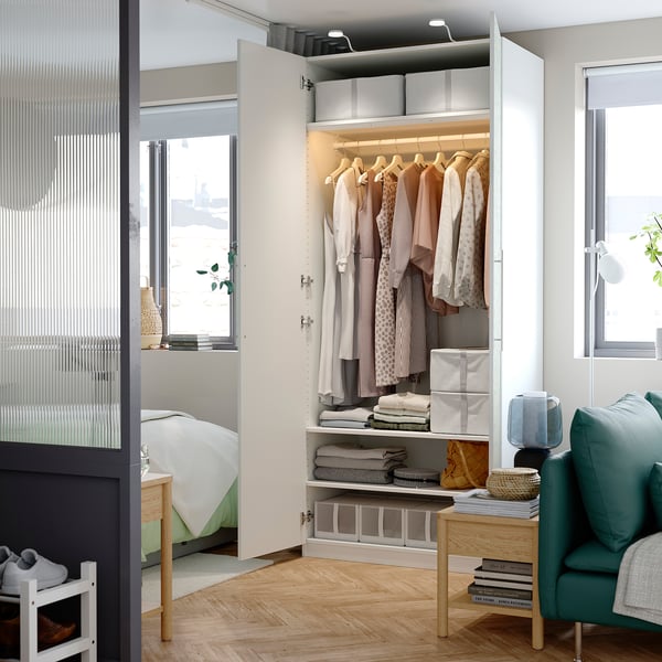 PAX / LINNABERG wardrobe combination, white/patterned, 100x60x236 cm