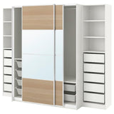 PAX / MEHAMN/AULI wardrobe, white double sided/white stained oak effect mirror glass, 250x66x201 cm