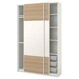 PAX / MEHAMN wardrobe combination, white/double sided white stained oak effect, 150x43x236 cm