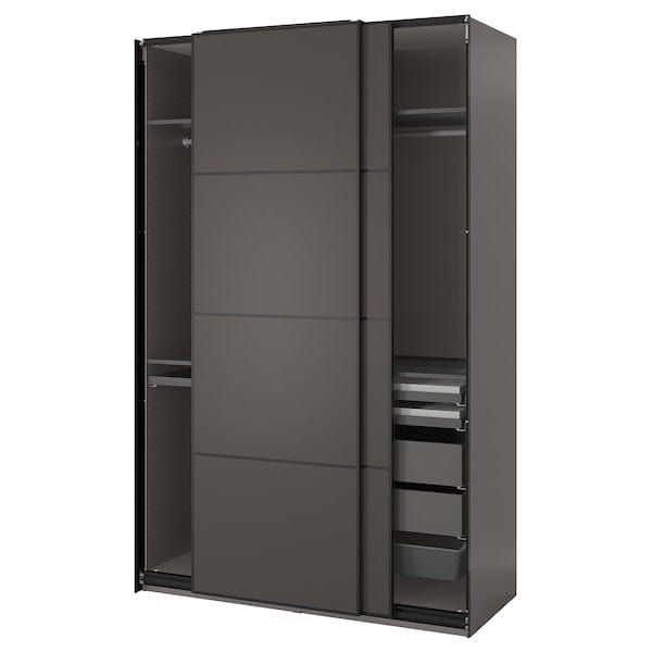 Ikea PAX / MEHAMN - Wardrobe combination, dark grey/double-face dark grey,150x66x236 cm