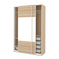 PAX / MEHAMN wardrobe, white stained oak effect double sided/white white stained oak effect, 150x66x236 cm