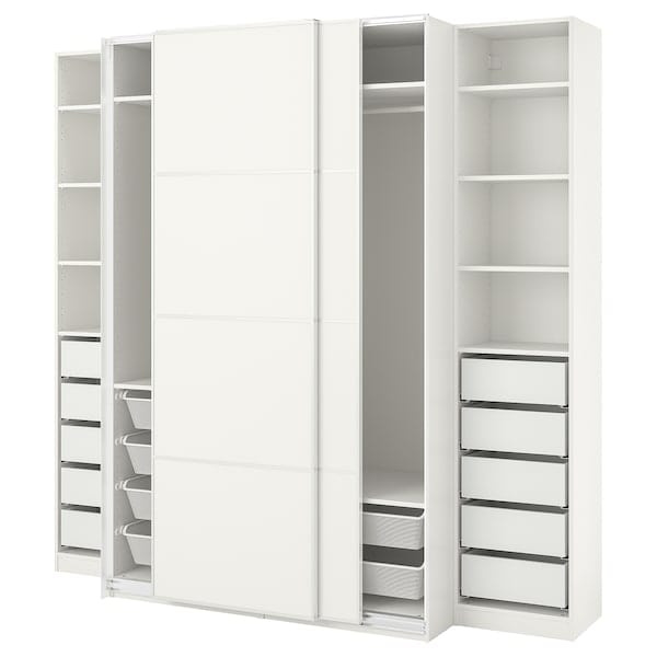 Ikea PAX / MEHAMN - Wardrobe, white/double-face white,250x66x236 cm