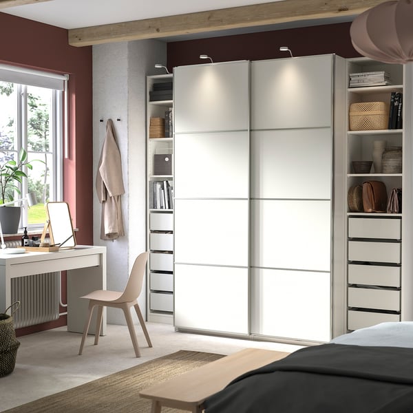 PAX / MEHAMN wardrobe, white/double sided white, 250x66x236 cm