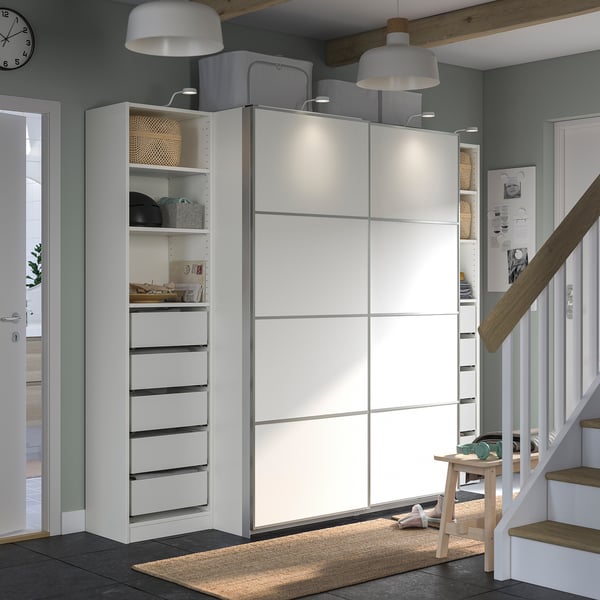 PAX / MEHAMN wardrobe, white/double sided white, 250x66x201 cm