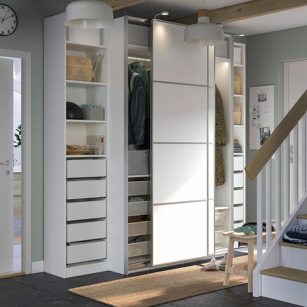 PAX / MEHAMN wardrobe, white/double sided white, 250x66x236 cm