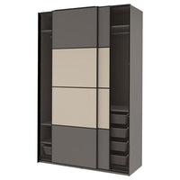 PAX / MEHAMN wardrobe, double sided dark grey/grey-beige, 150x66x236 cm