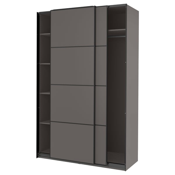 PAX / MEHAMN wardrobe, dark grey/double sided dark grey, 150x66x236 cm
