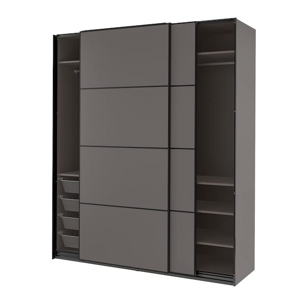Ikea PAX / MEHAMN - Wardrobe, dark grey/double-face dark grey,200x66x236 cm