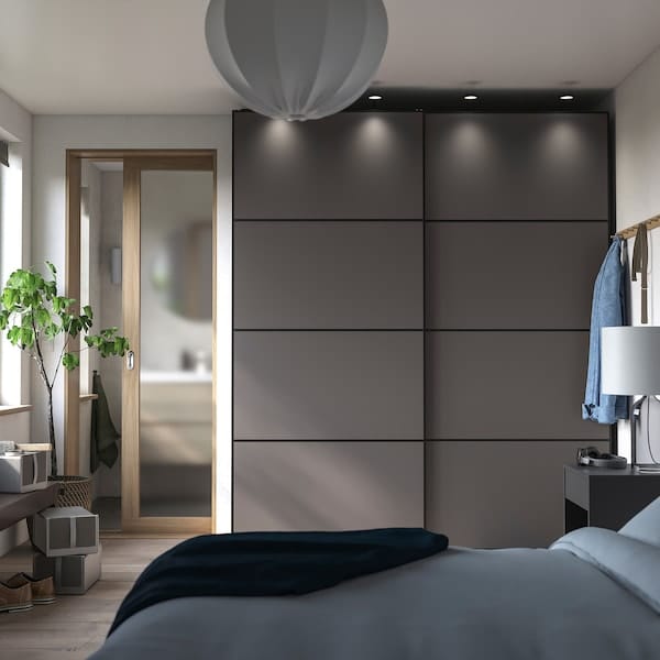 Ikea PAX / MEHAMN - Wardrobe, dark grey/double-face dark grey,200x66x236 cm