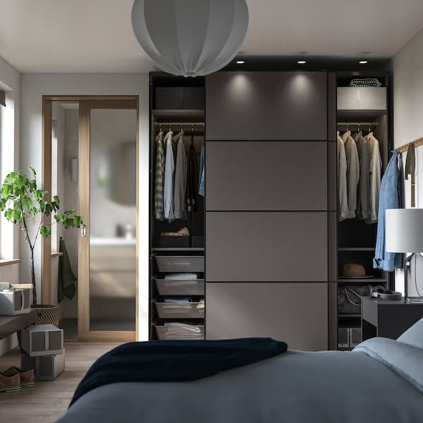 Ikea PAX / MEHAMN - Wardrobe, dark grey/double-face dark grey,200x66x236 cm