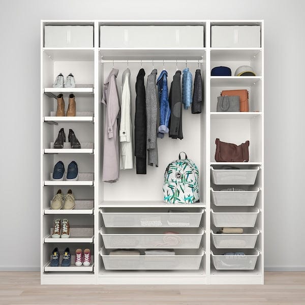 Ikea PAX / REINSVOLL - Wardrobe combination, white/grey-beige,200x60x236 cm