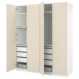 PAX / REINSVOLL wardrobe combination, white/grey-beige, 200x60x236 cm