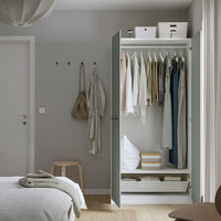 PAX / REINSVOLL - Wardrobe combination, white/grey-green,100x60x201 cm