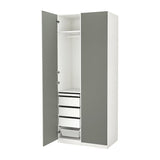 PAX / REINSVOLL wardrobe combination, white/grey-green, 100x60x236 cm