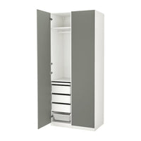 PAX / REINSVOLL wardrobe combination, white/grey-green, 100x60x236 cm