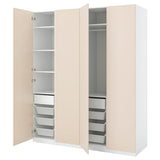PAX / REINSVOLL wardrobe combination, white/grey-beige, 200x60x236 cm