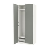 PAX / REINSVOLL wardrobe, white/grey-green, 100x60x236 cm