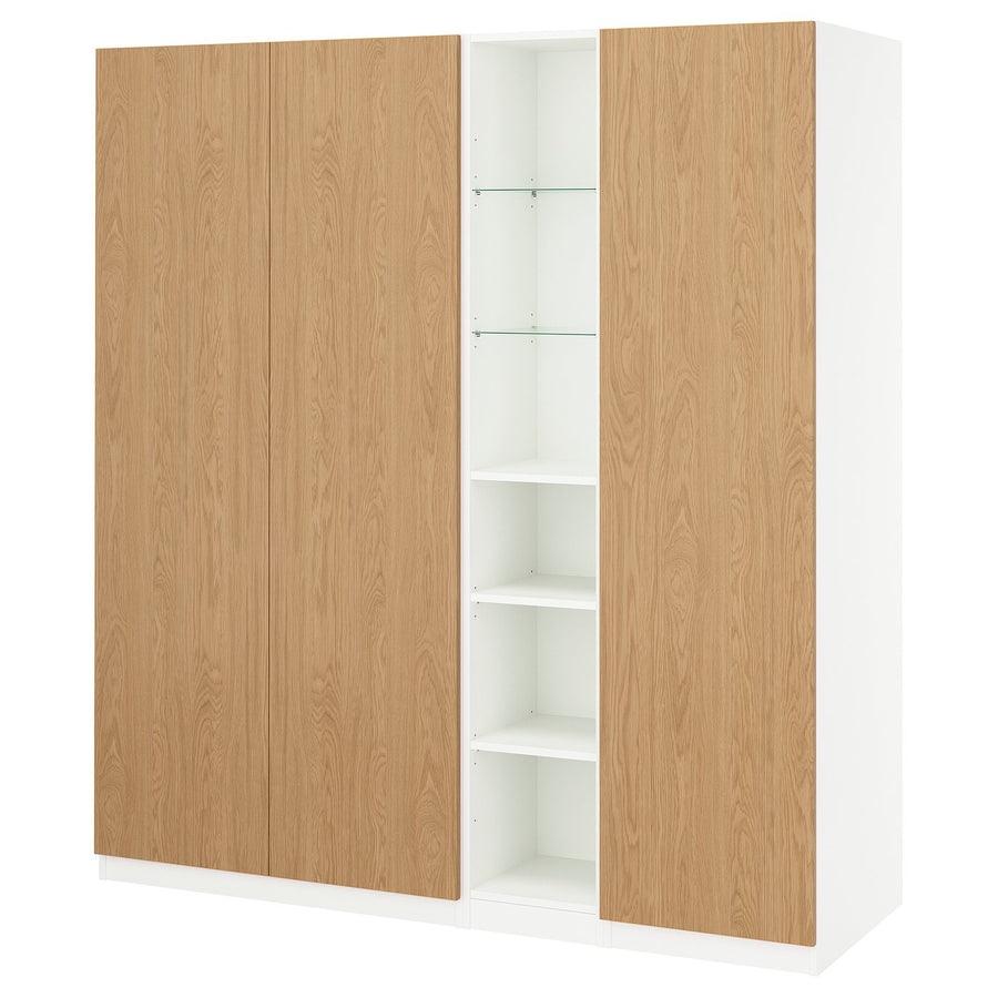 PAX / STORKLINTA wardrobe combination, white oak effect/white, 185.0x201.2x60.0 cm