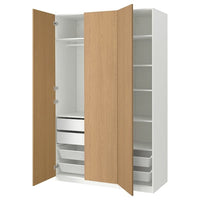 PAX / STORKLINTA wardrobe combination, white/oak effect, 150x60x236 cm