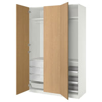 PAX / STORKLINTA wardrobe combination, white/oak effect, 150x60x236 cm