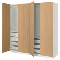 PAX / STORKLINTA wardrobe combination, white/oak effect, 200x66x201 cm