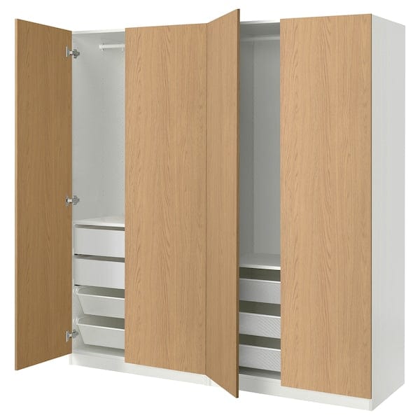 Ikea PAX / STORKLINTA - Wardrobe combination, white / oak effect,200x66x201 cm